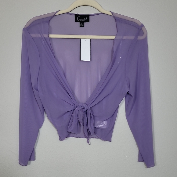 NWT Connected Apparel Sheer Tie Cardigan Bolero Size S/M Purple Mesh Y2K Fairy - Picture 2 of 13